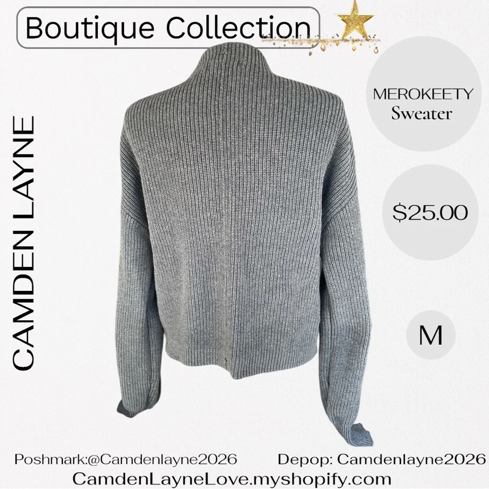 Merokeety Gray Women's Turtleneck Sweater - Picture 8 of 11